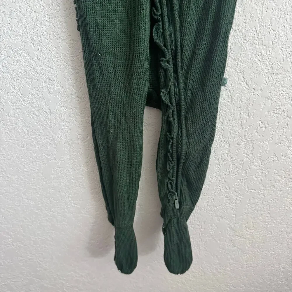 Posh Peanut Footie Ruffled Waffle Zippered One Piece Hunter Green 18-24 Months